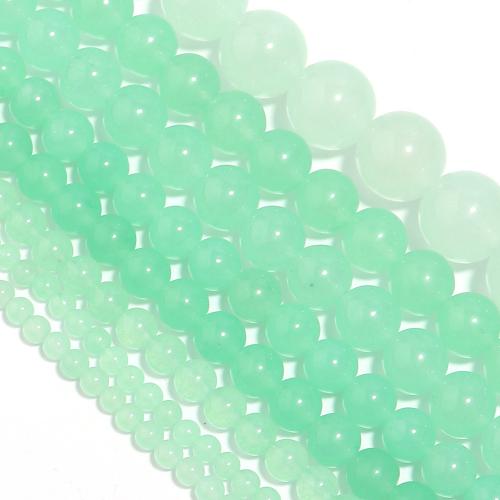 Single Gemstone Beads, Chalcedony, Round, polished, DIY green Approx 38 cm 
