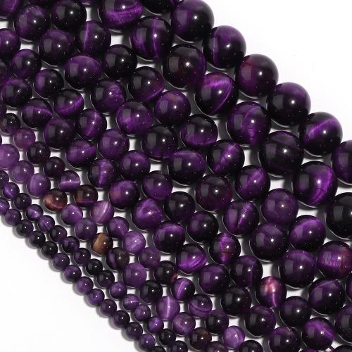 Perles d'Oeil de tigre, Rond, poli, DIY & normes différentes pour le choix, violet Environ 38 cm, Vendu par brin