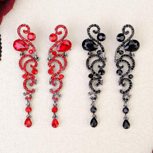 Zinc Alloy Drop Earring, with Rhinestone, silver color plated, DIY 