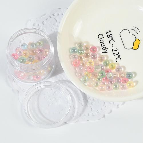 Perles de verre mixte, Des billes de verre, avec Boîte en plastique, Rond, DIY & aucun trou, plus de couleurs à choisir Environ îte, Vendu par boîte