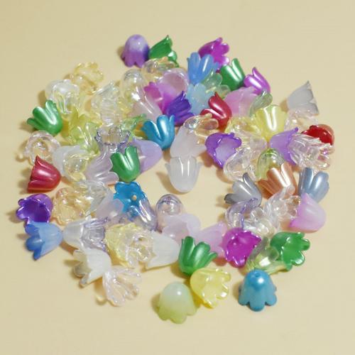 Acrylic Bead Cap, Flower, stoving varnish, DIY & frosted 11mm, Approx 