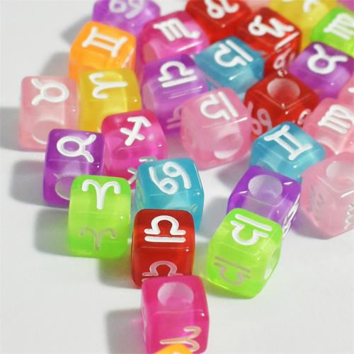 Acrylic Alphabet Beads,  Square, stoving varnish, mixed pattern & DIY Approx 