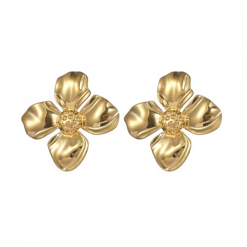 Stainless Steel Stud Earring, 304 Stainless Steel, Flower, Vacuum Ion Plating, fashion jewelry & for woman, gold 