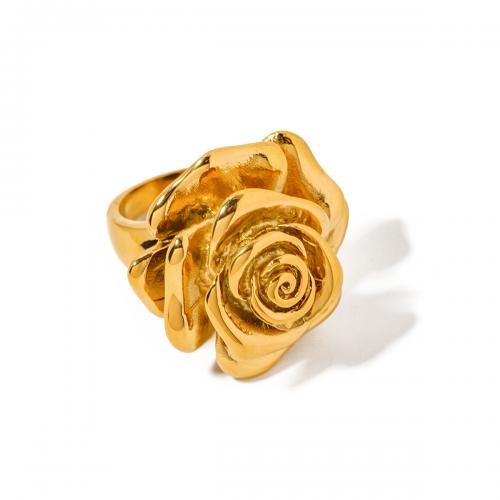 Edelstahl Fingerring, 304 Edelstahl, Rose, 18K vergoldet, Modeschmuck & für Frau, goldfarben, inner diameter 17.4mm,width 30mm, Größe:7, verkauft von PC