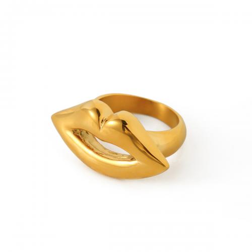 Edelstahl Fingerring, 304 Edelstahl, 18K vergoldet, Modeschmuck & für Frau, goldfarben, inner diameter 17.5mm,width 15.2mm, Größe:7, verkauft von PC