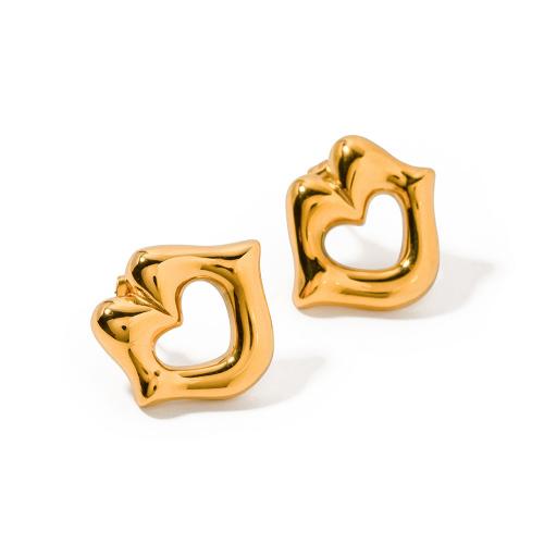 Stainless Steel Stud Earring, 304 Stainless Steel, Lip, 18K gold plated, fashion jewelry & for woman, golden 