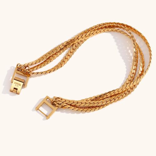 Stainless Steel Chain Bracelets, 316L Stainless Steel, 18K gold plated, three layers & fashion jewelry & for woman, golden, 4.1mm Approx 20 cm 