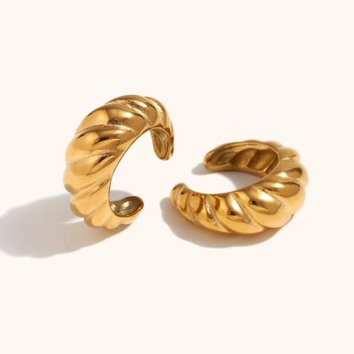 Stainless Steel Clip Earrings, 316L Stainless Steel, 18K gold plated, fashion jewelry & for woman, golden 