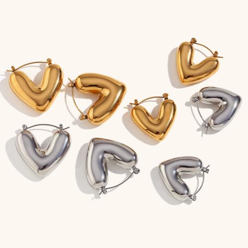 Stainless Steel Leverback Earring, 316L Stainless Steel, Heart, Vacuum Ion Plating, fashion jewelry & for woman 