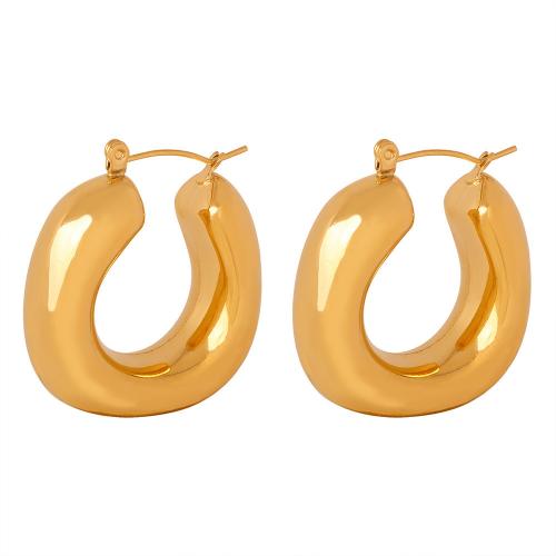 Titan Stahl Ohrringe, Titanstahl, Vakuum-Ionen-Beschichtung, Modeschmuck & für Frau, goldfarben, 27x30mm, verkauft von Paar