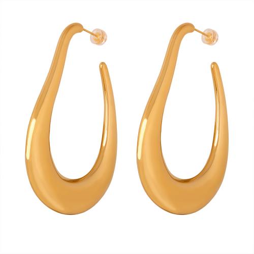 Titan Stahl Ohrringe, Titanstahl, 18K vergoldet, Modeschmuck & für Frau, goldfarben, 40x60mm, verkauft von Paar