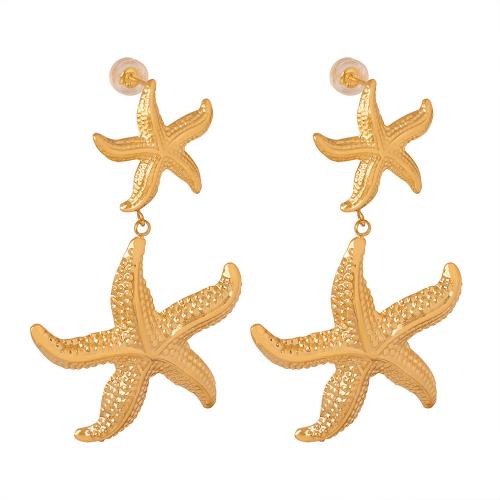 Titanium Steel Earrings, Starfish, Vacuum Ion Plating, fashion jewelry & for woman 
