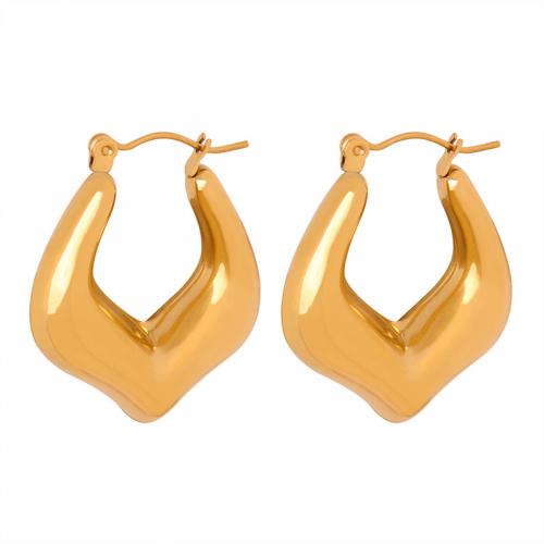 Titanium Steel Earrings, Vacuum Ion Plating, fashion jewelry & for woman, golden 