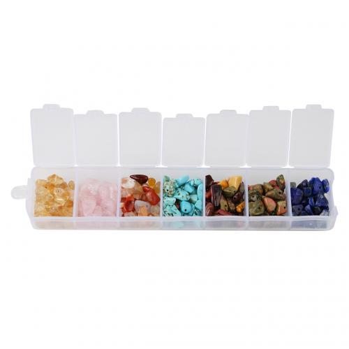 Mixed Gemstone Beads, with Plastic Box, irregular, DIY & 7 cells, mixed colors x mm, Approx 