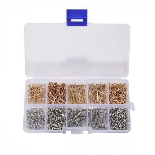 DIY Jewelry Finding Kit, Zinc Alloy, with Plastic Box & Iron, plated, 10 cells, mixed colors 