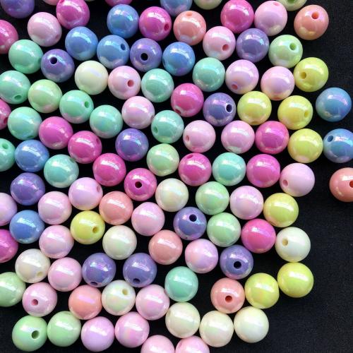 Plating Acrylic Beads, Round, DIY mixed colors 