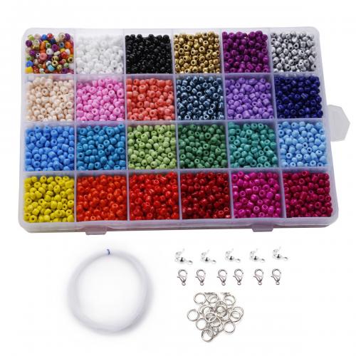 DIY Jewelry Finding Kit, Glass, with Fishing Line & Plastic Box, stoving varnish, 24 cells mm, Approx 