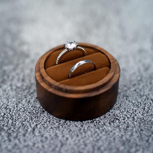 Wood Ring Box, with Velveteen, durable 