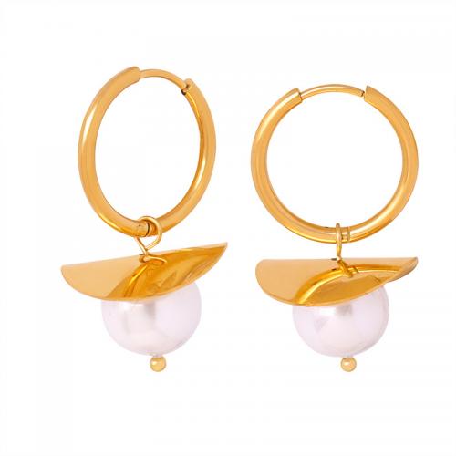Titan Stahl Ohrringe, Titanstahl, mit Glasperlen, Modeschmuck & für Frau, goldfarben, 35x20mm, verkauft von Paar