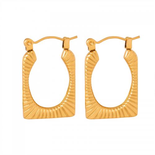 Titanium Steel Earrings, Geometrical Pattern, plated, fashion jewelry & for woman 
