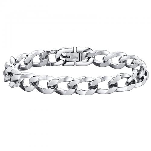 Stainless Steel Chain Bracelets, 304 Stainless Steel, polished, fashion jewelry & for man, original color cm Approx 21 cm 