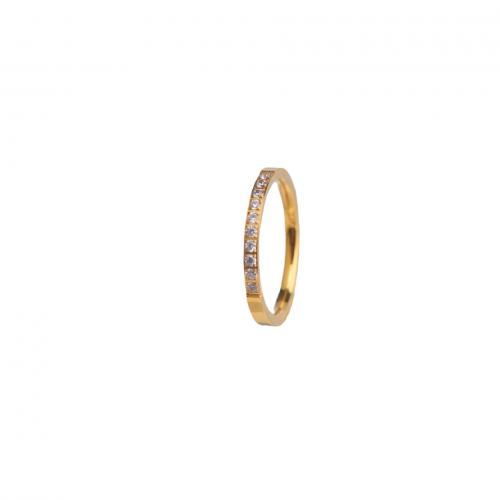 Cubic Zirconia Stainless Steel Finger Ring, 304 Stainless Steel, plated & micro pave cubic zirconia & for woman, golden 