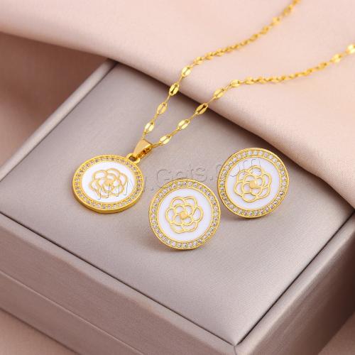 Brass Jewelry Set, with 304 Stainless Steel, Vacuum Ion Plating, fashion jewelry & for woman Approx 45 cm 