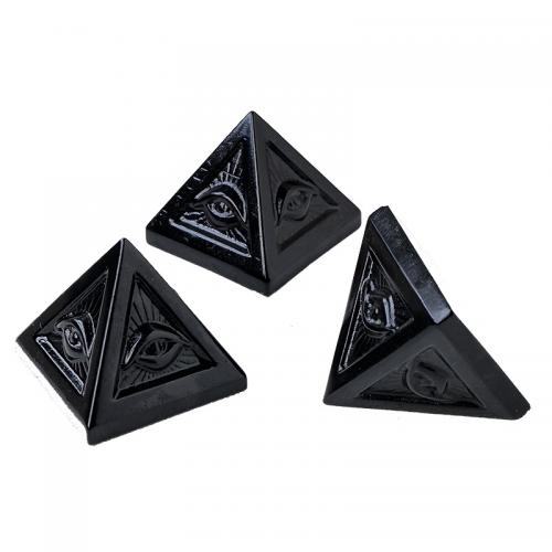 Обсидиан Пирамида украшения, пирамида, резной, с рисунком глаз продается PC