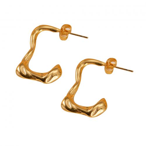 Titanium Steel Stud Earring, 18K gold plated, fashion jewelry & for woman 