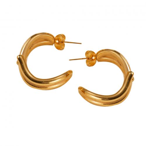 304 Stainless Steel Stud Earring, 18K gold plated & for woman, 30mm 