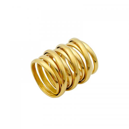 304 Stainless Steel Finger Ring, gold color plated & for woman & hollow, US Ring 