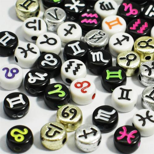 Acryl Alphabet Perlen, flache Runde, Einbrennlack, DIY, keine, 4x7mm, ca. 4000PCs/Tasche, verkauft von Tasche