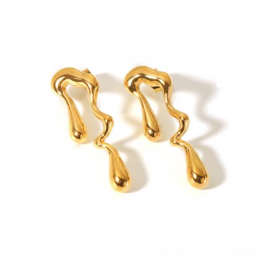 Edelstahl Stud Ohrring, 304 Edelstahl, 18K vergoldet, Modeschmuck & für Frau, goldfarben, 38.8x12.7mm, verkauft von Paar[