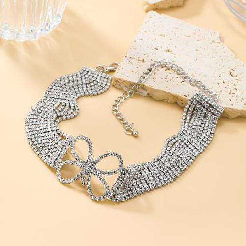 Zinc Alloy Sweater Chain Necklace, with 14.1cm extender chain, plated, multilayer & for woman & with rhinestone Approx 32.3 cm 