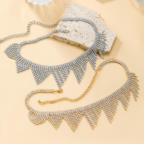 Zinc Alloy Sweater Chain Necklace, with 14.3cm extender chain, fashion jewelry & for woman & with rhinestone Approx 37.2 cm 