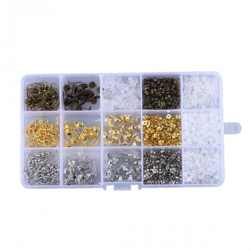 DIY Jewelry Finding Kit, Iron, with Plastic Box & Zinc Alloy, plated, 15 cells, mixed colors 