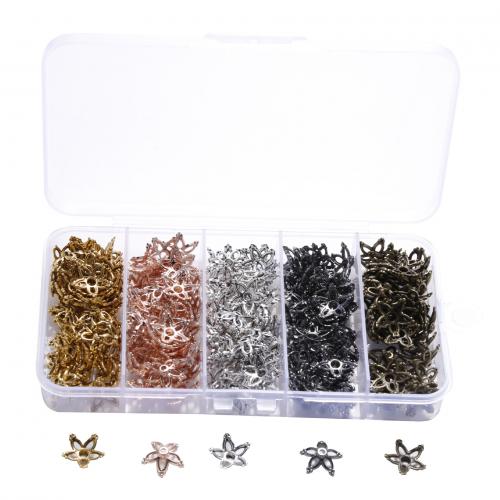 En alliage de zinc Bead Cap Set, avec Boîte en plastique, fleur, Placage, 5 cellules & DIY, couleurs mélangées x bead mm, Vendu par boîte