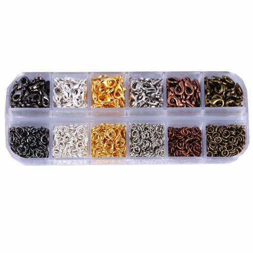 DIY Jewelry Finding Kit, Zinc Alloy, with Plastic Box & Iron, plated, 12 cells, mixed colors 