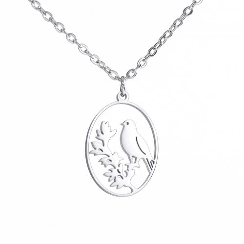 Stainless Steel Jewelry Necklace, 304 Stainless Steel, Bird, plated, for woman & hollow cm 