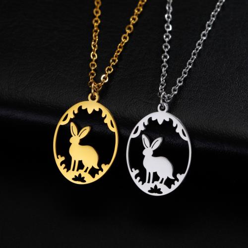 Stainless Steel Jewelry Necklace, 304 Stainless Steel, with 5CM extender chain, Rabbit, plated, for woman & hollow cm 