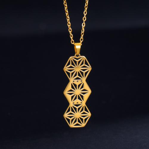 Stainless Steel Jewelry Necklace, 304 Stainless Steel, with 5CM extender chain, Hexagon, plated, for woman & hollow cm 