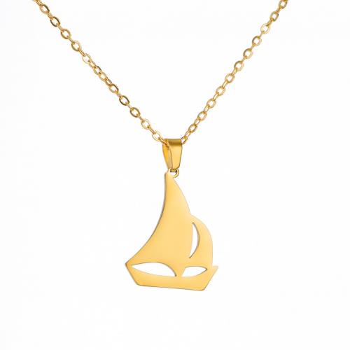 Stainless Steel Jewelry Necklace, 304 Stainless Steel, with 5CM extender chain, Sail Boat, plated, for woman & hollow cm 