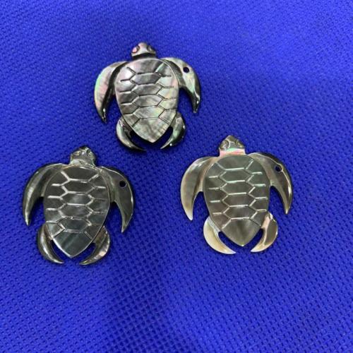 Natural Freshwater Shell Pendants, Black Lip Shell, Turtle, DIY, black 