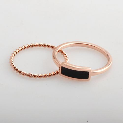 チタン鋼の指環, チタン鋼, とともに アクリル, メッキ, 2個 & 異なるサイズの選択 & 女性用, ローズゴールドカラー, 売り手 セット
