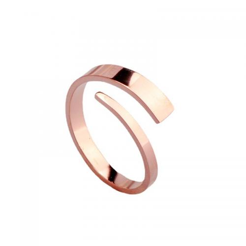 Anillo de dedo de acero Titanium de, Partículas de acero, chapado, diverso tamaño para la opción & para mujer, color de rosa dorada, Vendido por UD
