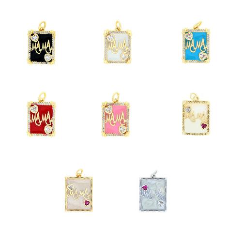 Cubic Zirconia Micro Pave Brass Pendant, plated, DIY & micro pave cubic zirconia & enamel 