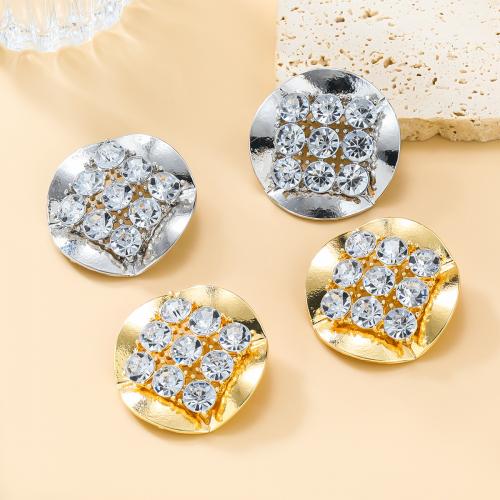 arete de aleación de zinc con diamante de imitación, chapado, Joyería & para mujer, más colores para la opción, 43x44mm, Vendido por Par