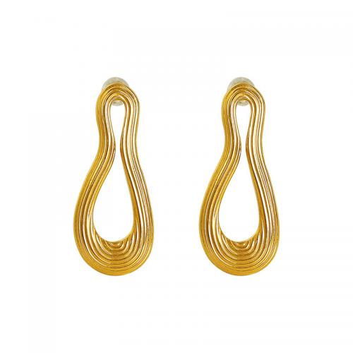 Titan Stahl Ohrringe, Titanstahl, Modeschmuck & für Frau, goldfarben, 14x33mm, verkauft von Paar