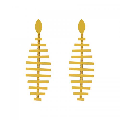 Titanium Steel Earrings, Fish Bone, fashion jewelry & for woman, golden 