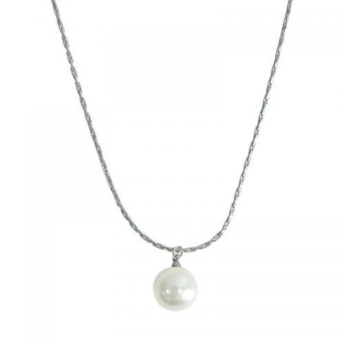 Titanium Steel Jewelry Necklace, with Glass Pearl, with 5cm extender chain, fashion jewelry & for woman Approx 40 cm 